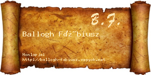 Ballogh Fábiusz névjegykártya